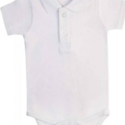WHITE SHORT SLEEVE POLO BODYSUIT