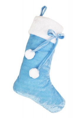 BABY BLUE POM POM STOCKING