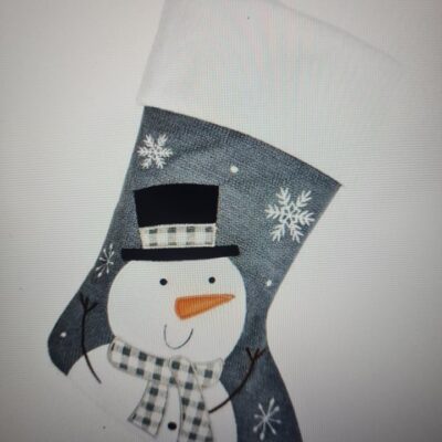 DELUXE PLUSH GREY KNITTED SNOWMAN STOCKING