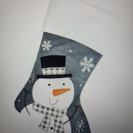 DELUXE PLUSH GREY KNITTED SNOWMAN STOCKING 40CM X 25CM