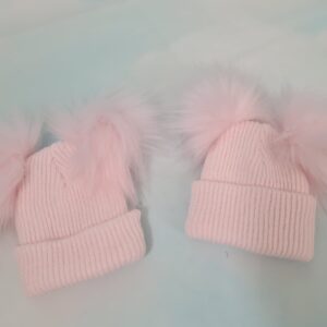 DOUBLE POM POM HAT PINK