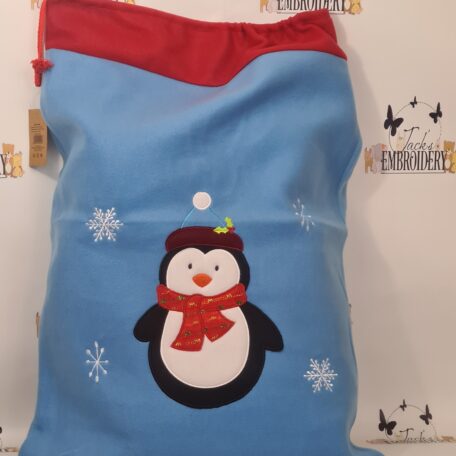 blue penguin santa sack