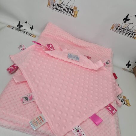 WAFFLE BLANKET AND TAGGIE SET - PINK