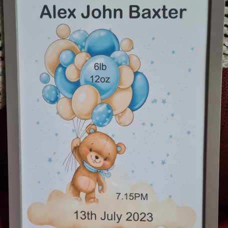 PERSONALISED TEDDY BEAR WALL ART