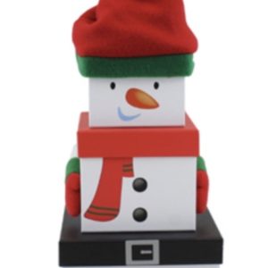3 PIECE SNOWMAN STACKING BOXES