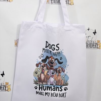 DOGS MAKE ME HAPPY TOTE BAG