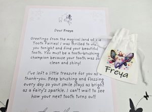TOOTH FAIRY POUCH AND CERTIFICATE